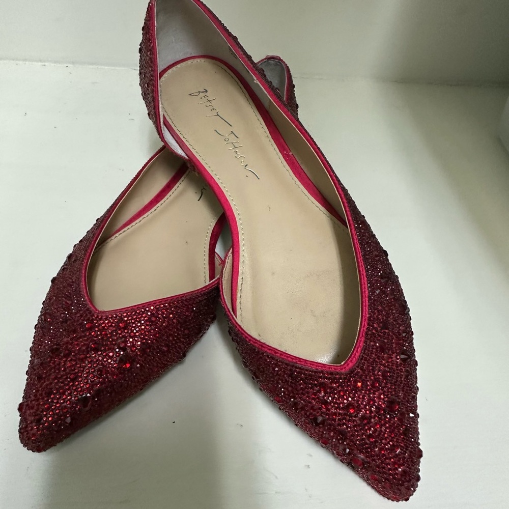 Betsey Johnson Red Sparkle Flats for Special Occasions
